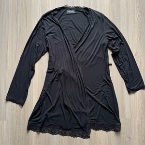 Victoria’s Secret Robe Black Lace Trim Women’s XL